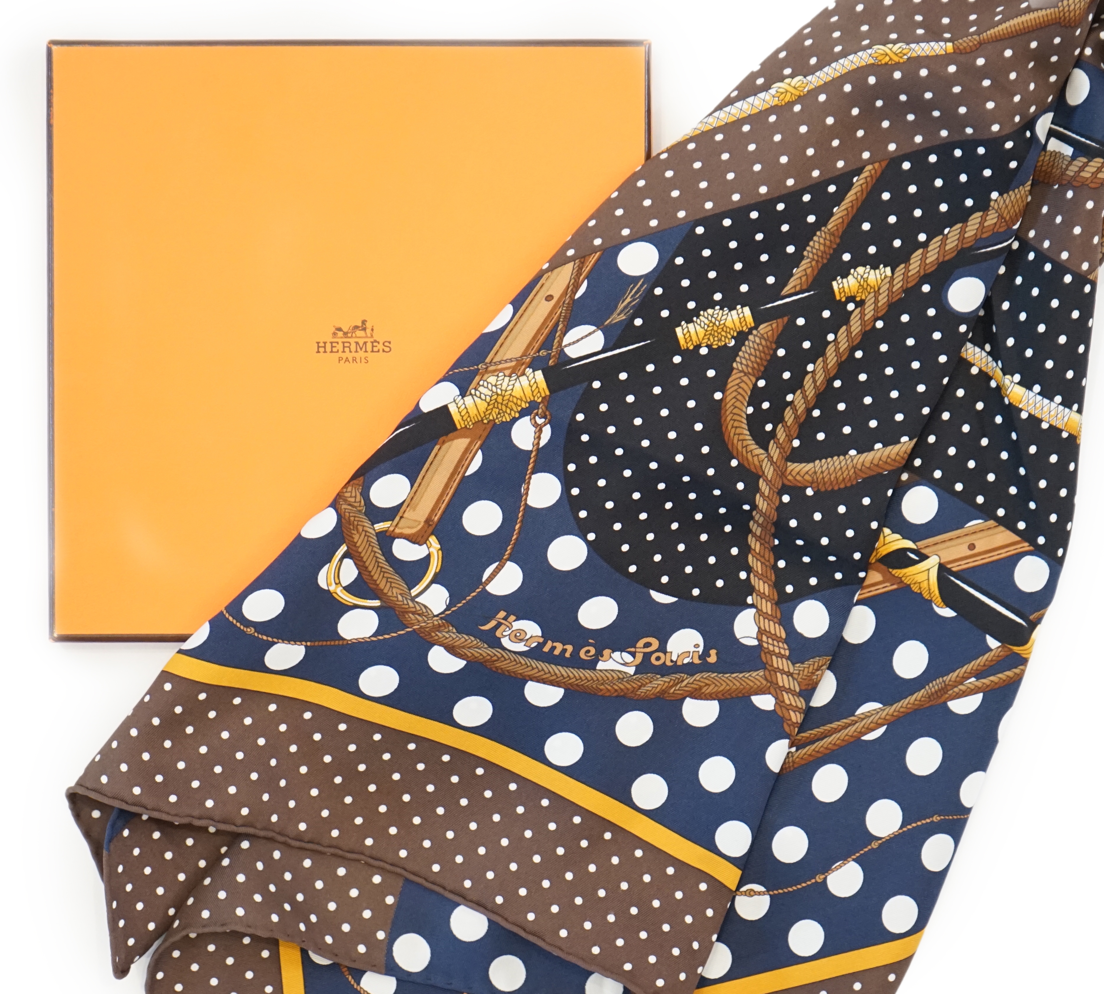 A Hermès Carre 70 Clic-Clac a Pois silk scarf, 65cm x 65cm